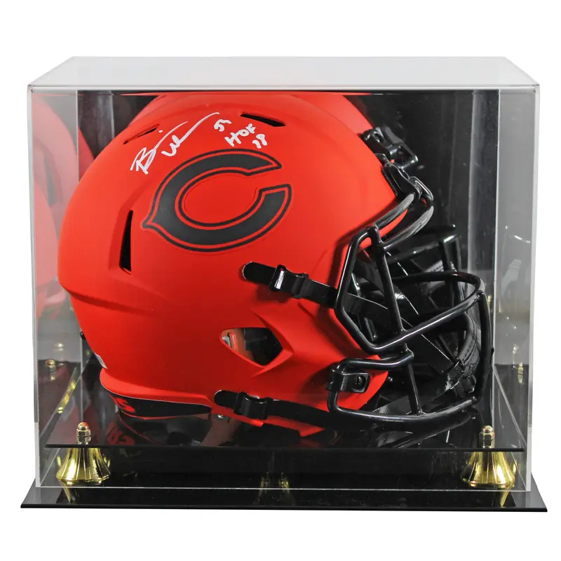 Bears Brian Urlacher "HOF 18" Signed Rave F/S Speed Rep Helmet W/ Case BAS Wit