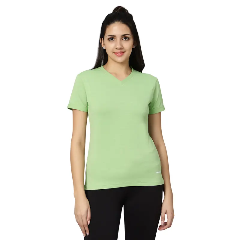 Kd V Neck Women'S T-Shirt - Mint Green Omtex | Kibi Sports