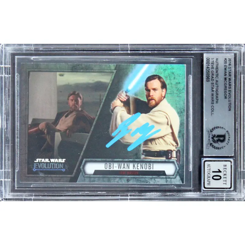 Ewan McGregor Signed 2016 Star Wars Evolution #20 Card Auto 10! BAS Slabbed