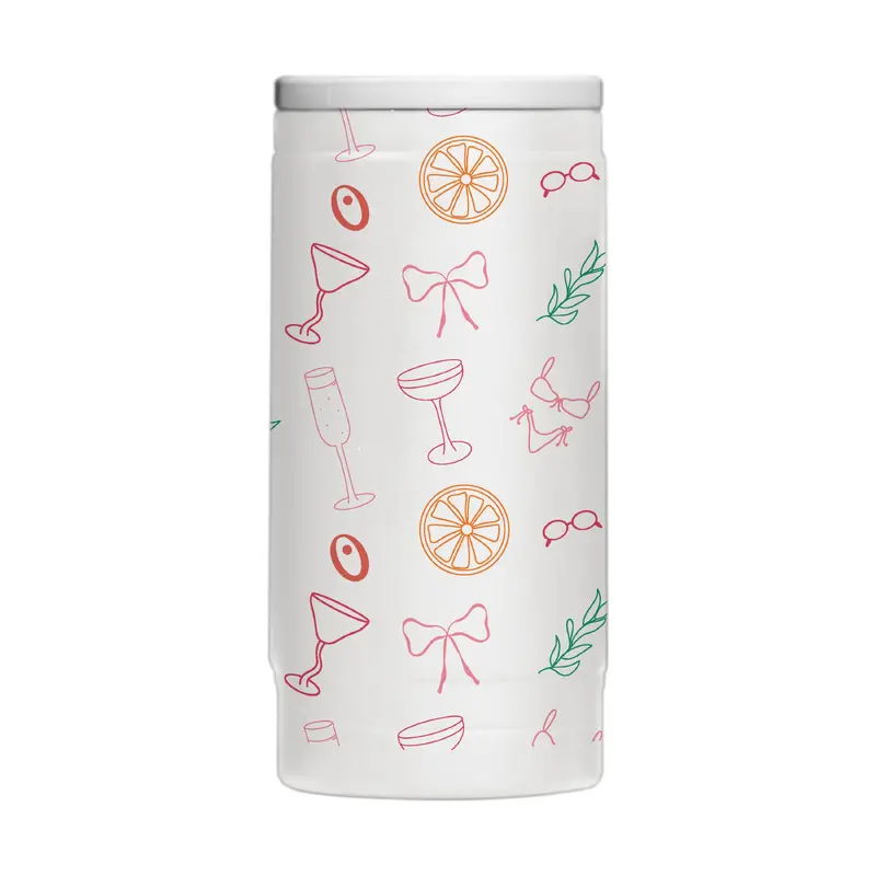 Just A Girl Summer Pattern 12oz Powdercoat SlimCan Coolie