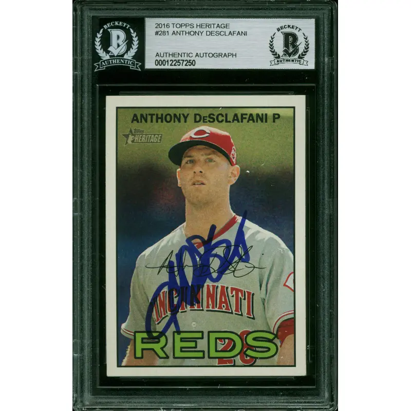 Reds Anthony DeSclafani Authentic Signed 2016 Topps Heritage #281 Card BAS Slab