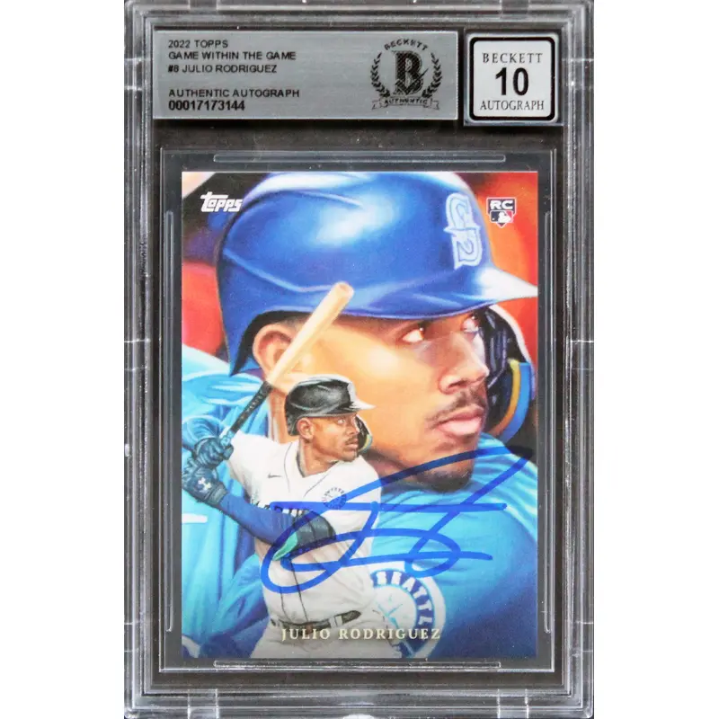 Mariners Julio Rodriguez Signed 2022 Topps GWTG #8 Rookie Card Auto 10! BAS Slab