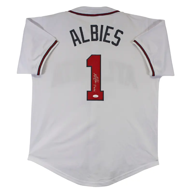 Ozzie Albies "Puchi" Authentic Signed White Pro Style Jersey Autographed JSA