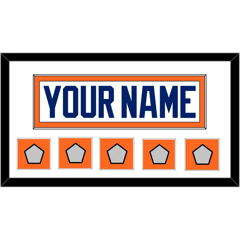 Edmonton Nameplate & 5 Stanley Cup Champions Patches - Home White (1981-1994) - Single Mat 1