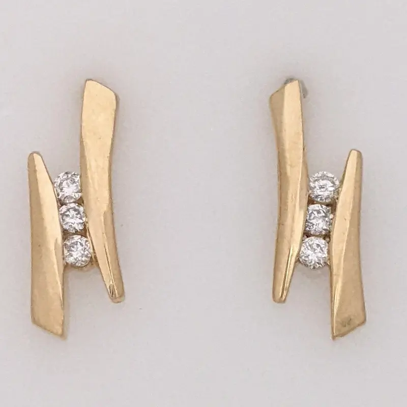 14K .18 CARAT TOTAL WEIGHT I1 I DIAMOND ROUND (6) ESTATE EARRINGS 3.0 GRAMS