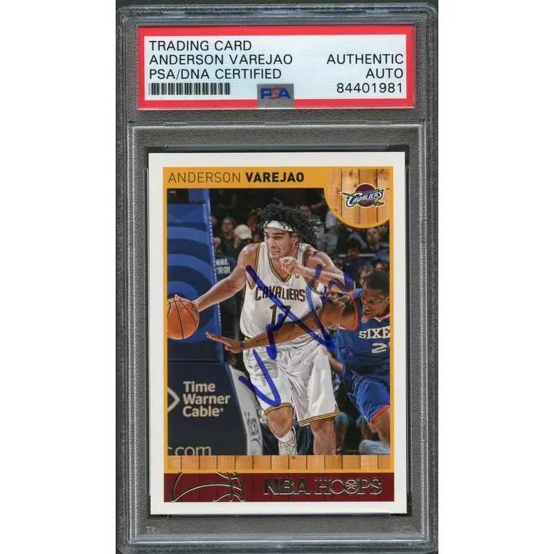 2013-14 NBA Hoops #95 Anderson Varejao Signed Card AUTO PSA Slabbed Cavaliers