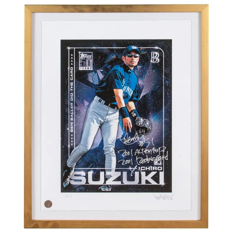 Ichiro Suzuki Signed 2001 Topps RC Ben Baller Litho 1/1 Project 2020 PSA Beckett