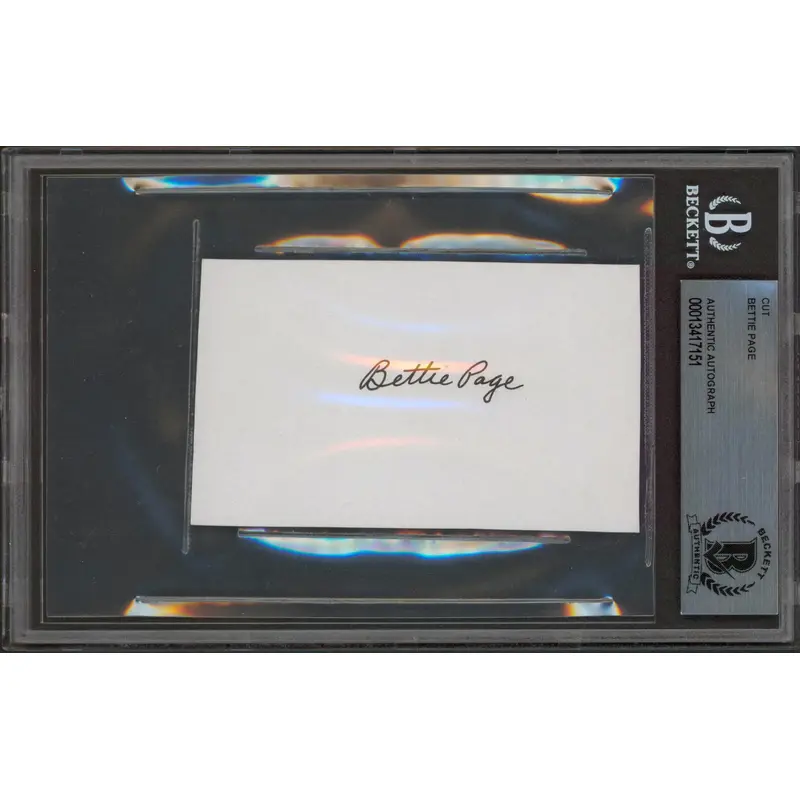 Bettie Page Playboy Authentic Signed 4x2.5 Cut Signature Autographed BAS Slabbed