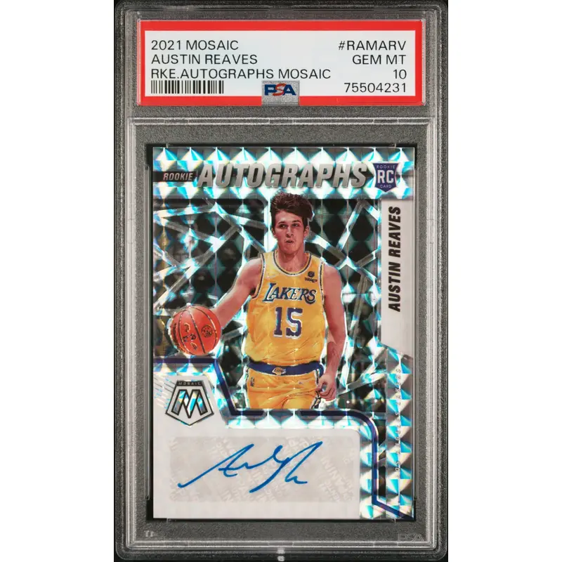 Austin Reaves 2021 Panini Mosaic Rookie Autograph PSA 10 Gem Mint