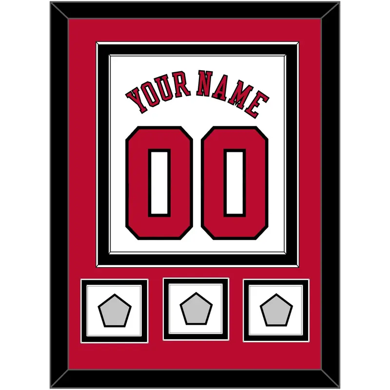 Chicago Name & Number With 3 Finals Patches - Home White (1986-2017) - Double Mat 2