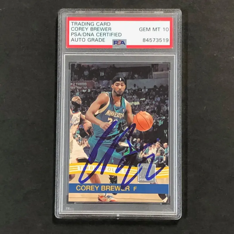 2010-11 Panini Donruss #126 Corey Brewer Signed Card AUTO 10 PSA Slabbed Timberwolves