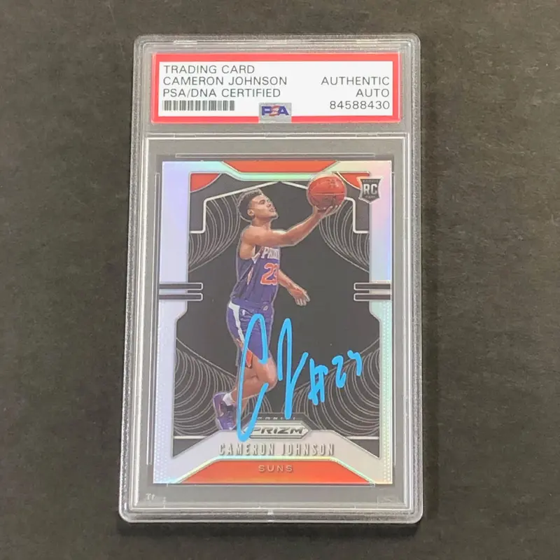 2019-20 Panini Prizm Silver #257 Cameron Johnson Signed Card PSA Slabbed Auto RC Suns