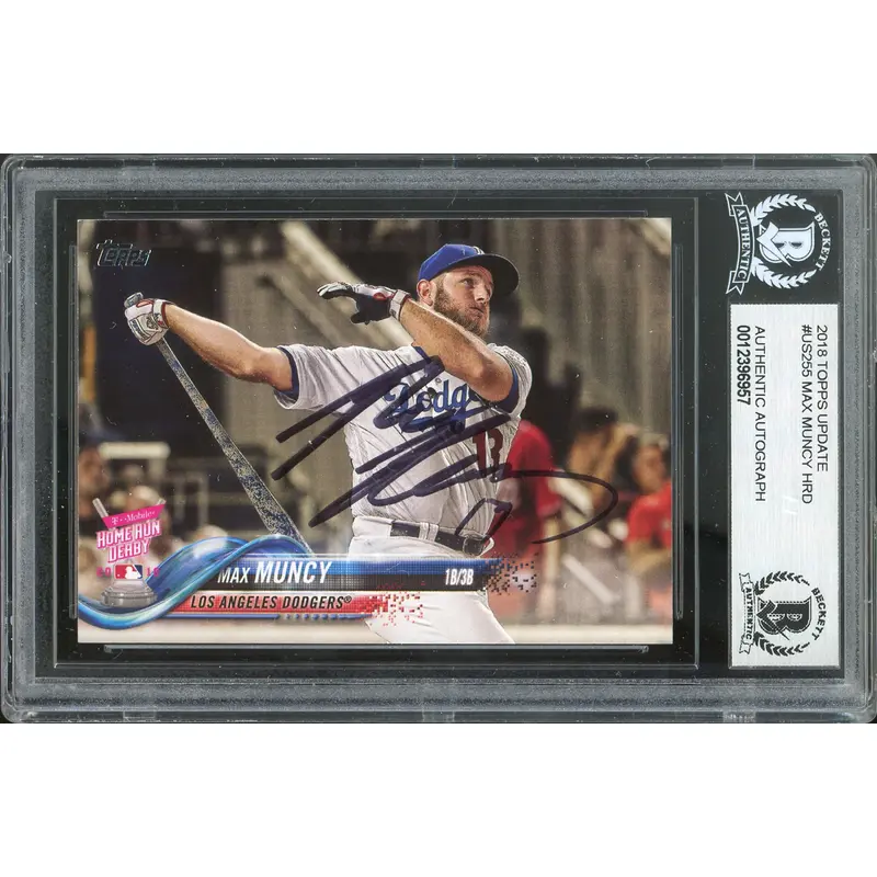 Dodgers Max Muncy Authentic Signed 2018 Topps Update #US255 Card BAS Slabbed