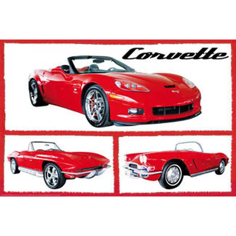 Three Red Corvettes American Sports Car Autophile Poster - Wizard & Genius 2008