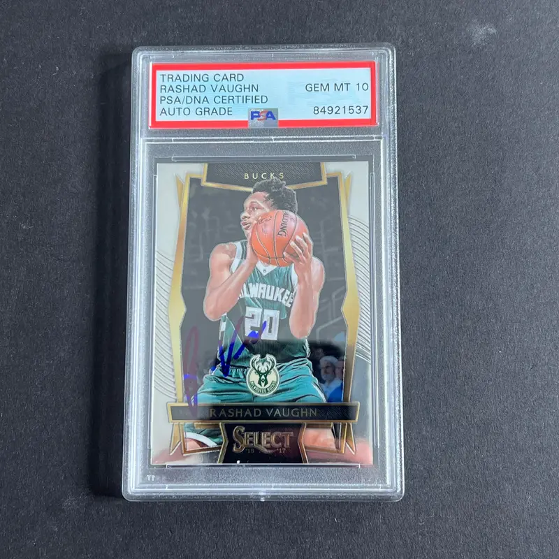 2016-17 Panini Select #8 Rashad Vaughn Signed Card AUTO PSA 10 Slabbed Bucks