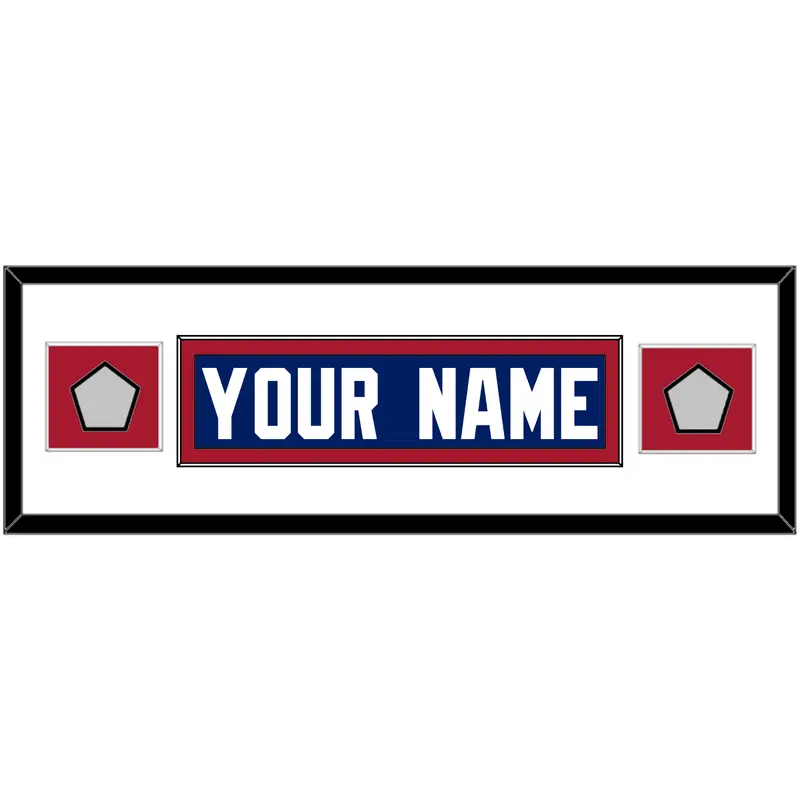New York Nameplate & 2 Super Bowl Jersey Patches - Home Blue - Single Mat 2