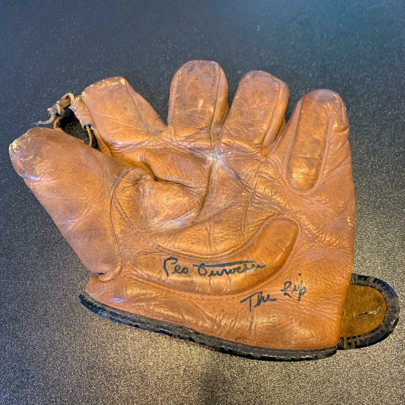 Leo Durocher "The Lip" Signed Inscribed 1940's Baseball Glove PSA DNA Sticker