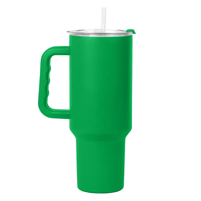 Plain Kelly 40oz Powder Coat Tumbler w/ Color Handle