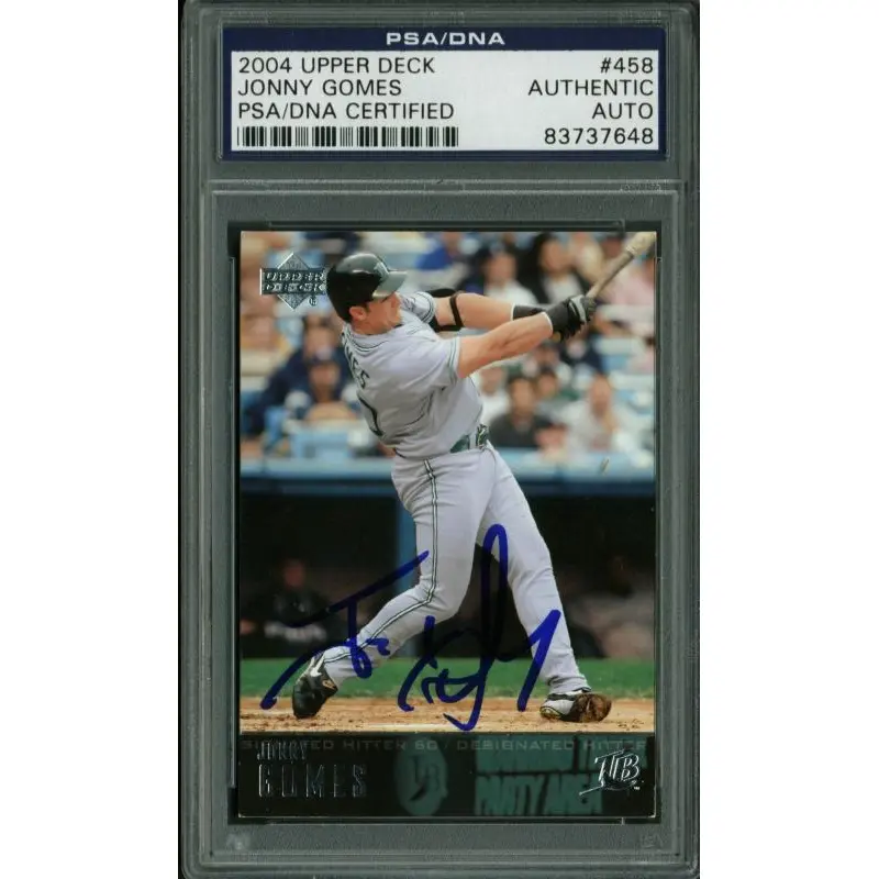 Rays Jonny Gomes Authentic Signed Card 2004 Upper Deck Rc #458 PSA/DNA Slabbed