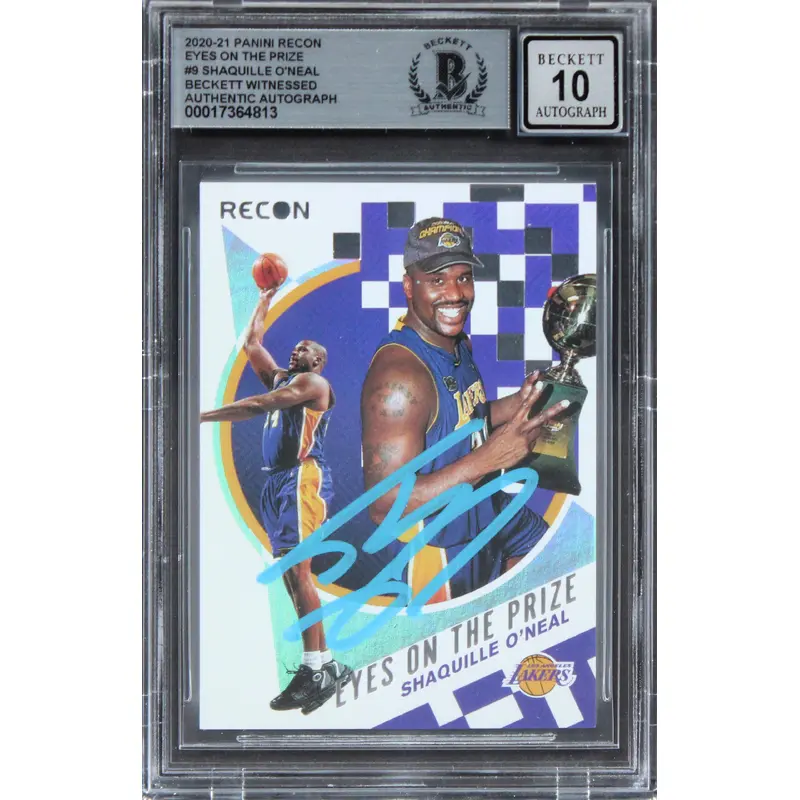 Lakers Shaquille O'Neal Signed 2020 Panini Recon EOTP #9 Card Auto 10! BAS Slab