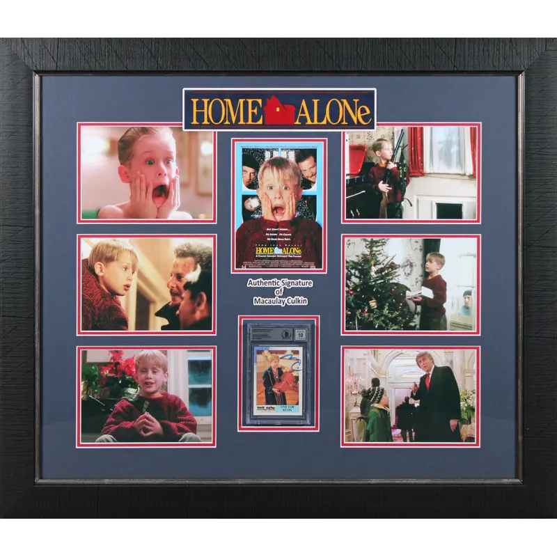 Macaulay Culkin Signed Framed 1992 Topps Home Alone 2 #65 Card Auto 10 BAS Slab