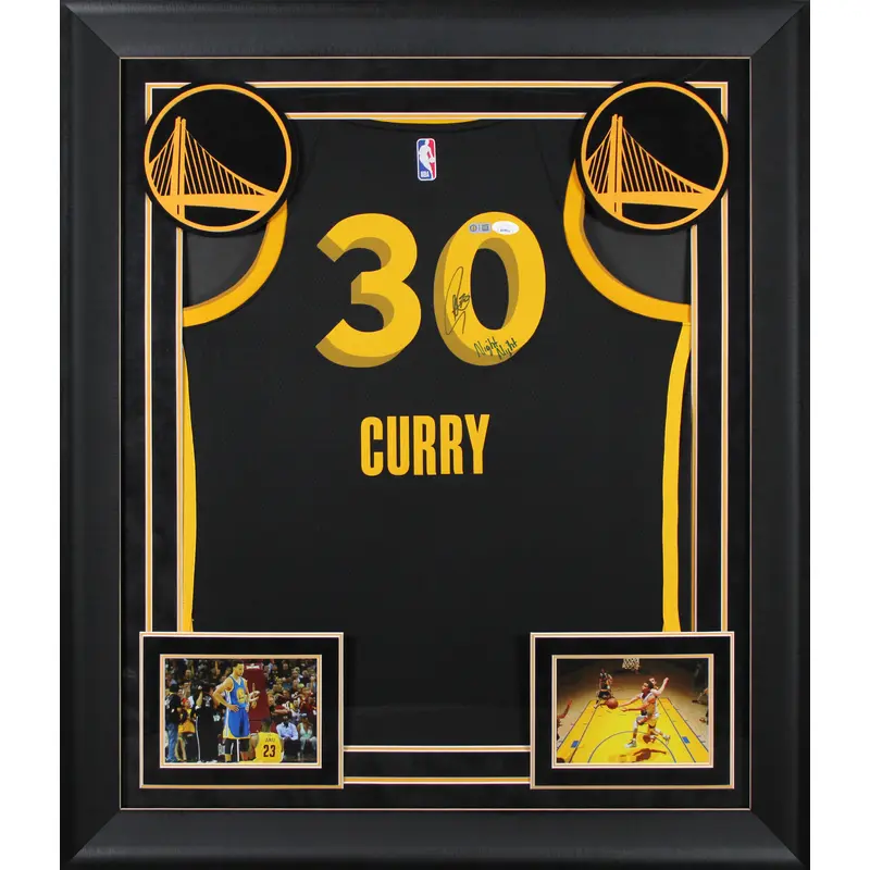 Stephen Curry "Night Night" Signed Black Nike 2023 City Ed. Framed Jersey JSA