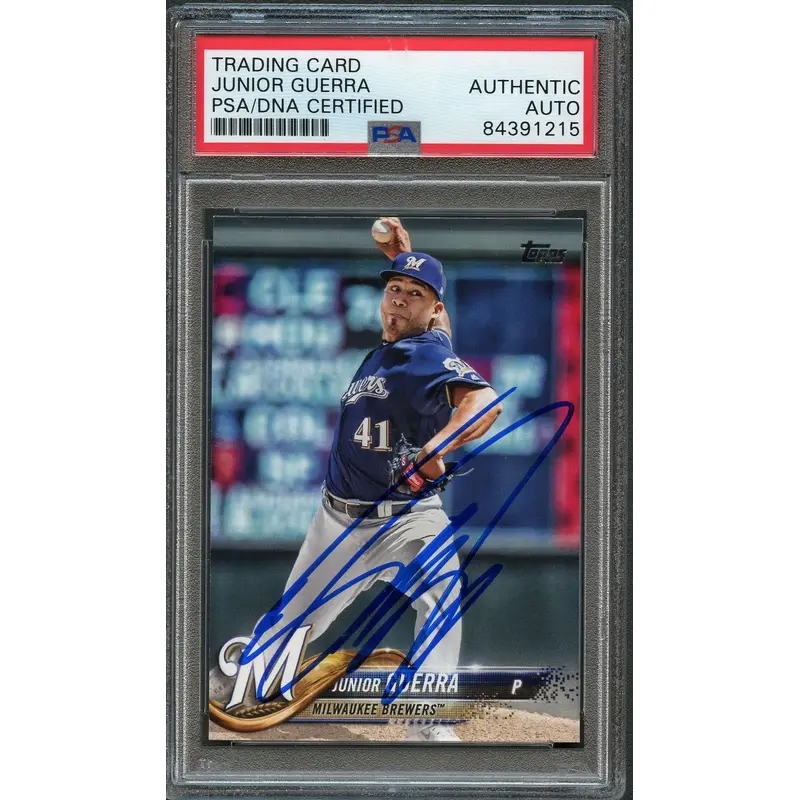2018 Topps Update #138 Junior Guerra Signed Card PSA Slabbed Auto Brewers