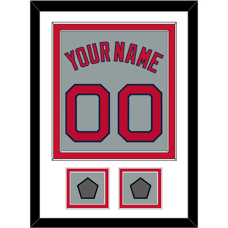 Boston Name, Number & Two World Series Champions Patches - Road Gray - Double Mat 1