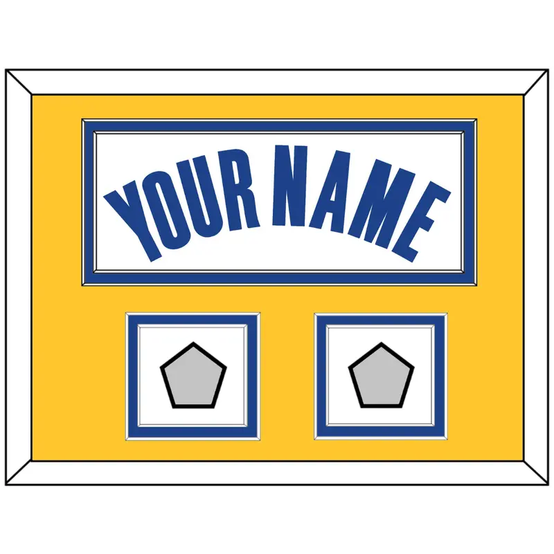 Golden State Name & 2 Finals Patches - White Association - Double Mat 5