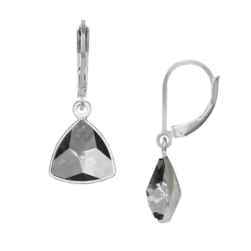 Black Diamond Trillion Leverback Earrings