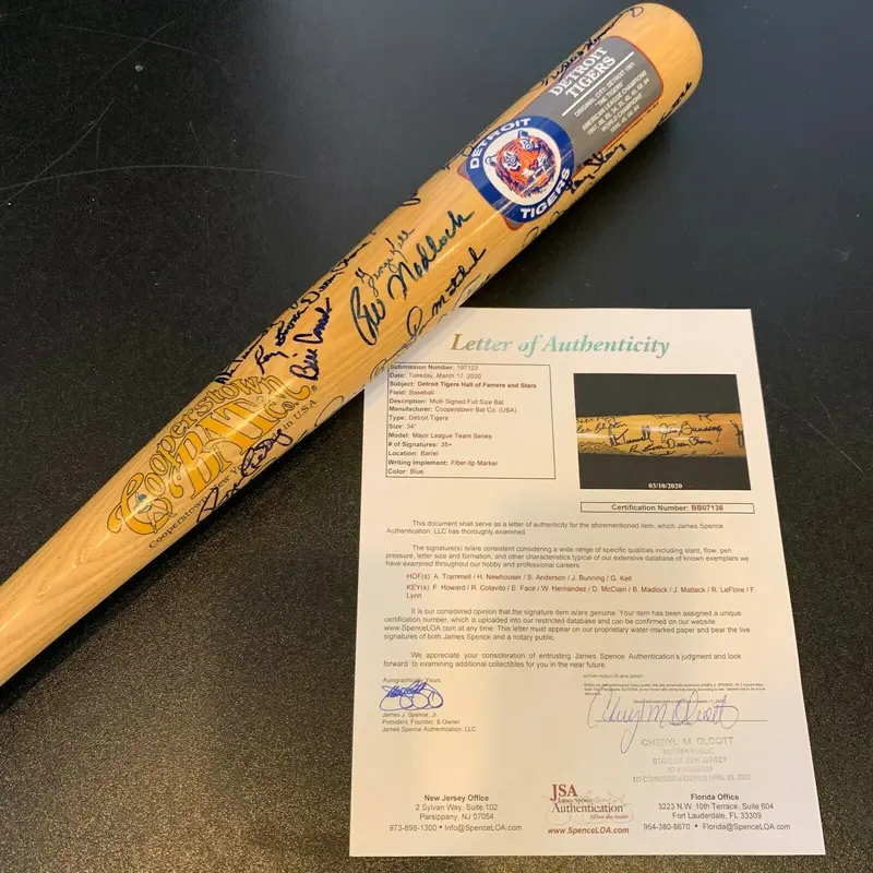 Detroit Tigers Legends Signed Cooperstown Bat 35+ Sigs Sparky Anderson JSA COA