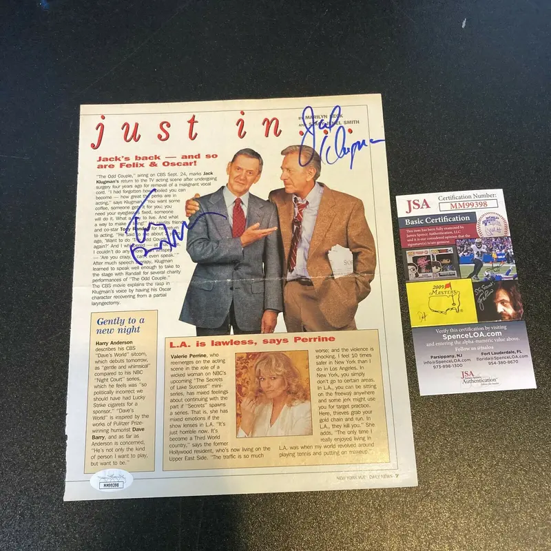 Jack Klugman & Tony Randall Signed Autographed Photo With JSA COA