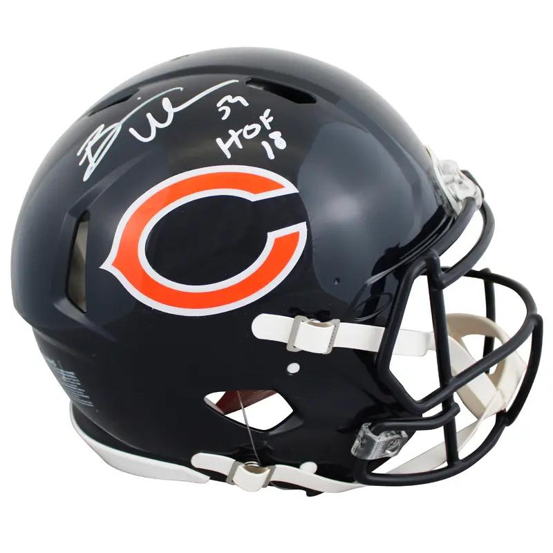 Bears Brian Urlacher "HOF 18" Signed Full Size Speed Proline Helmet BAS Witness