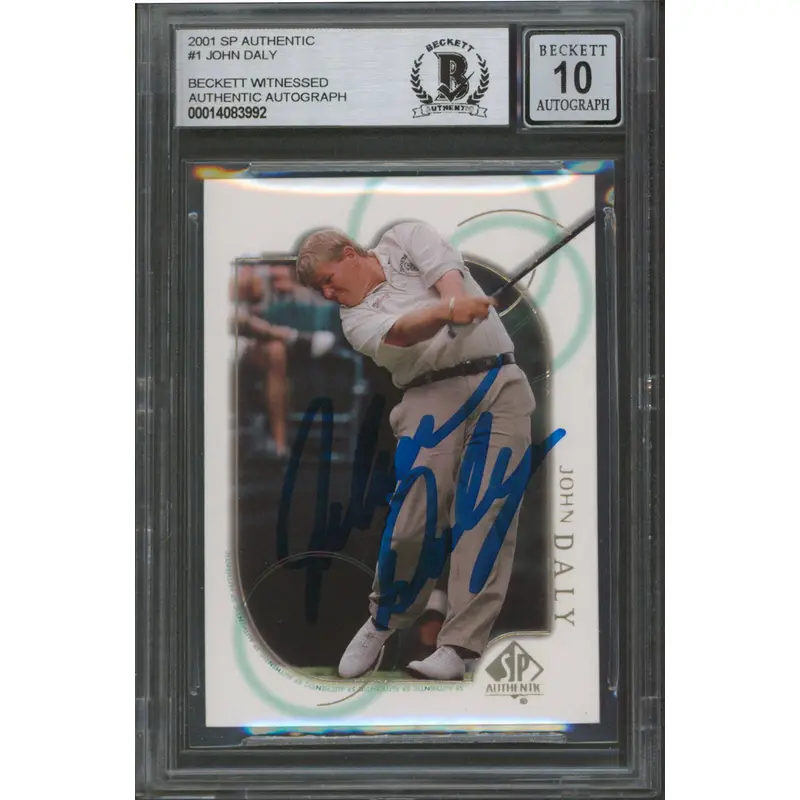 John Daly Signed 2001 SP Authentic #1 Card Auto Graded Gem Mint 10! BAS Slabbed