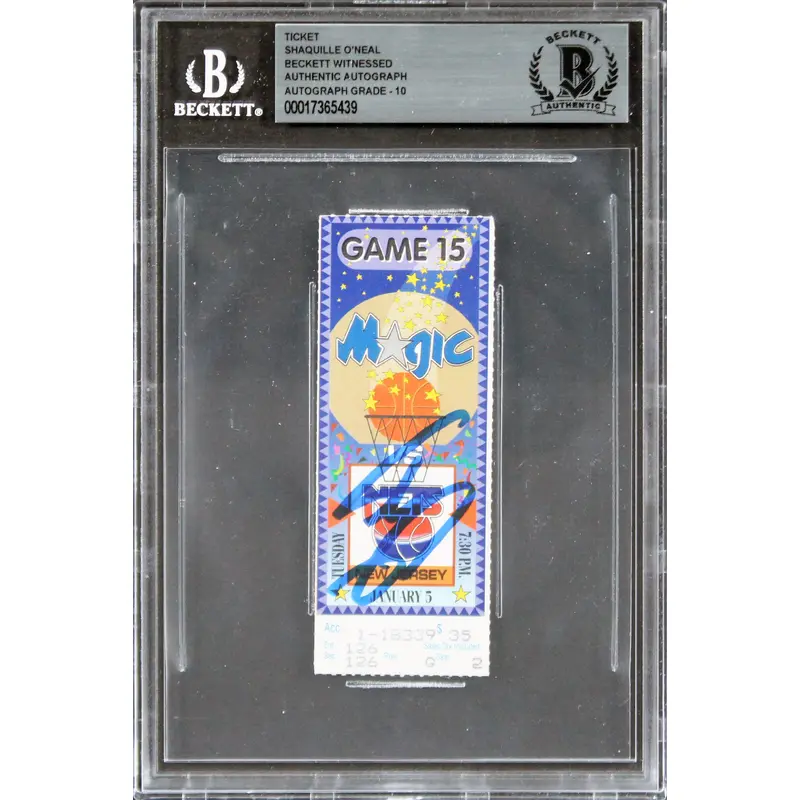 Magic Shaquille O'Neal Signed 1993 Ticket Stub Auto Graded 10! BAS Slabbed