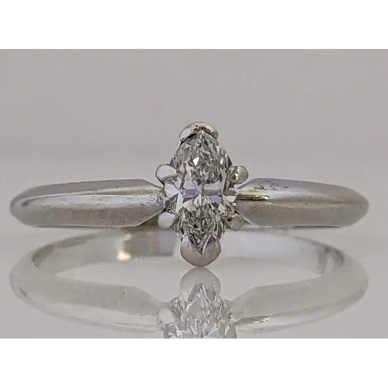14K WHITE .25 CARAT TOTAL VS1 G DIAMOND MARQUISE ESTATE RING 2.0 GRAMS