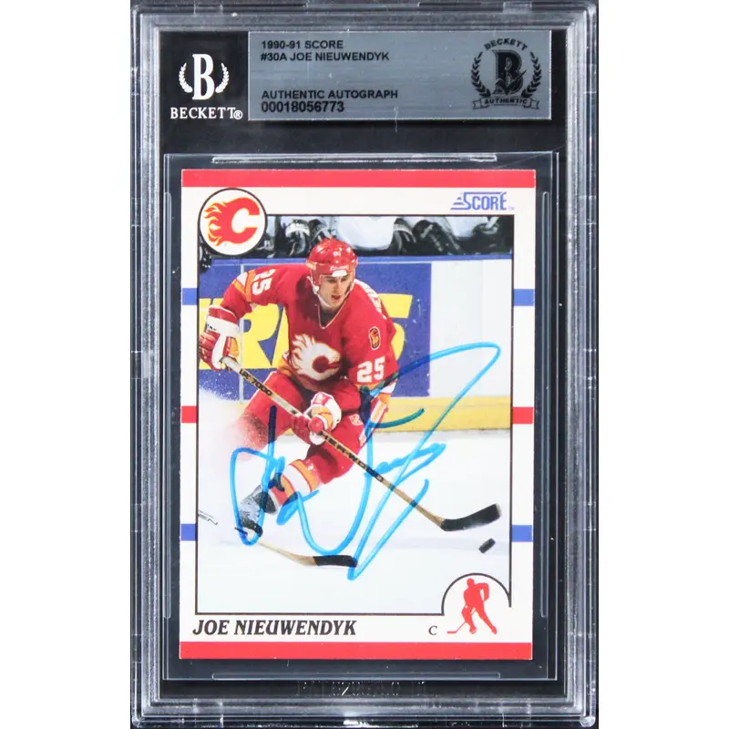 Flames Joe Nieuwendyk Authentic Signed 1990 Score #30A Card BAS Slabbed