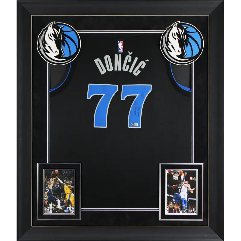 Mavericks Luka Doncic Authentic Signed Black Nike Framed Jersey BAS #AE09905