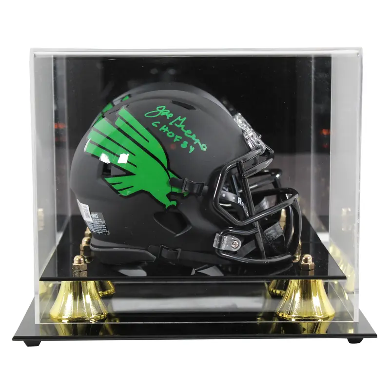 North Texas Joe Greene CHOF 87 Signed Black Speed Mini Helmet w/ Case BAS Wit