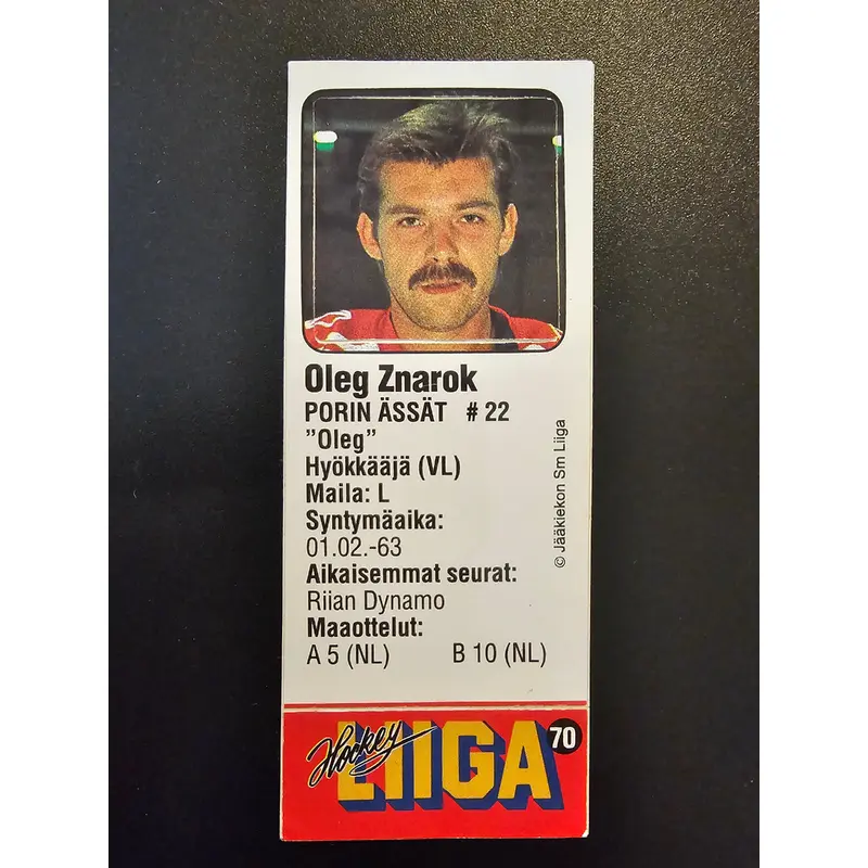 1991-92 JyvsHyv HockeyLiiga - Oleg Znarok #70 (Neli)