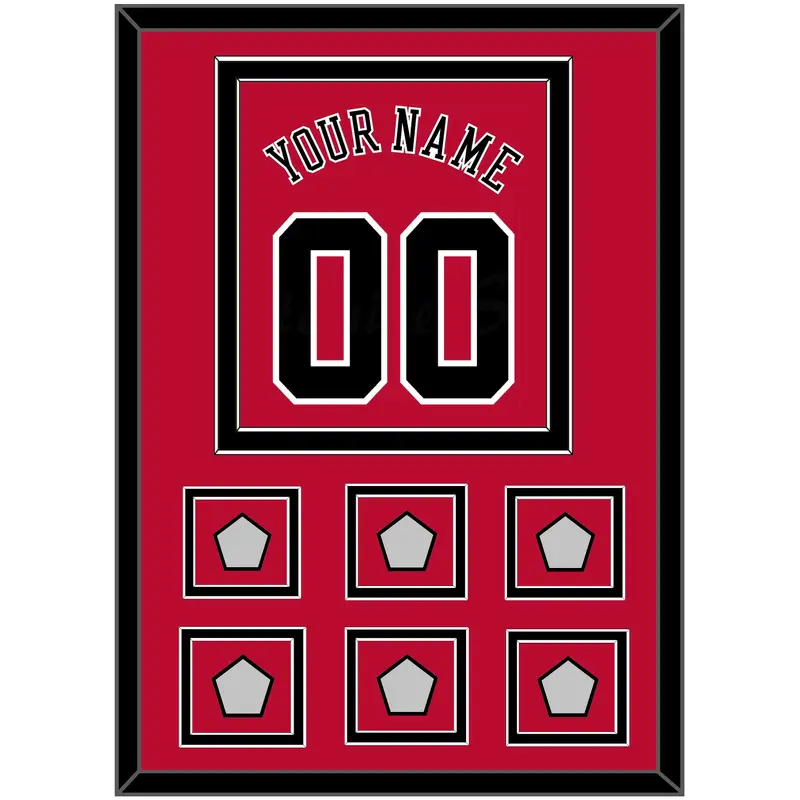 Chicago Name & Number With 6 Champions Trophy Patches - Road Red (1986-2017) - Double Mat 2