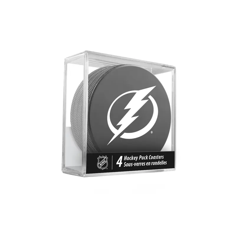 NHL Tampa Bay Lightning Hockey Puck Drink Coasters (4-Pack) In Cube