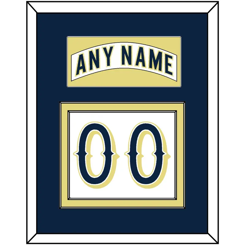 Notre Dame Hockey Nameplate & Number (Back) - Home White - Double Mat 2
