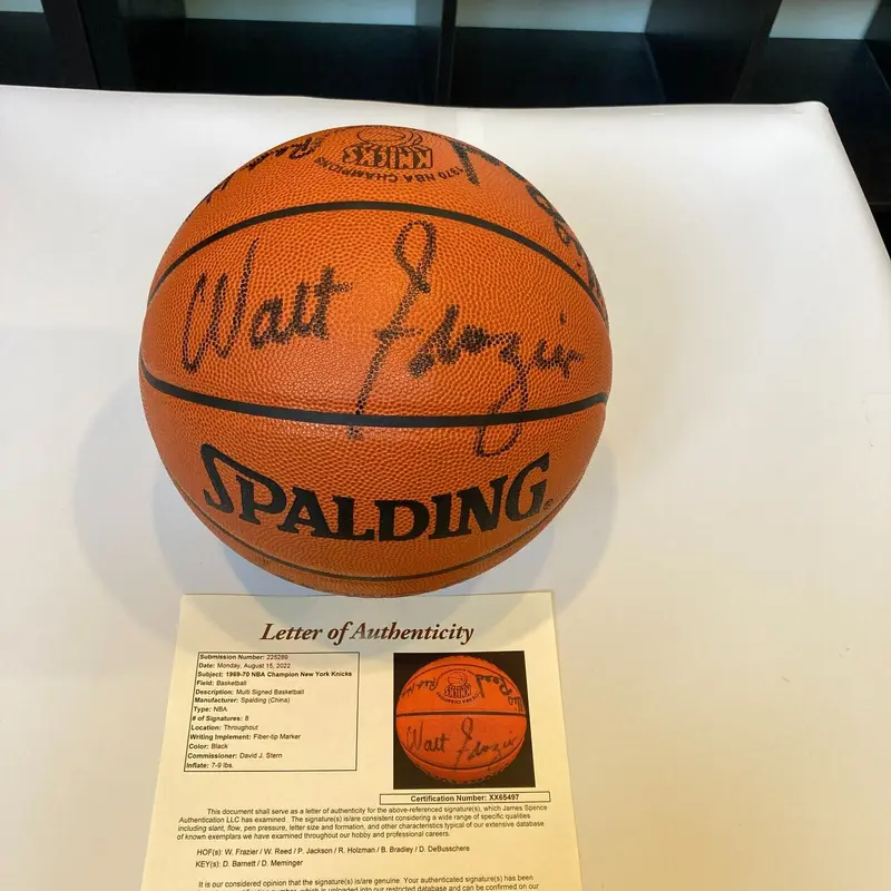 1969-1970 New York Knicks NBA Champs Team Signed NBA Game Basketball JSA COA