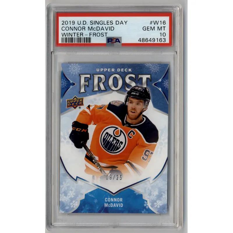 Connor McDavid 2019-20 Upper Deck Singles Day Winter Frost #W16 09/25 PSA 10 Gem Mint