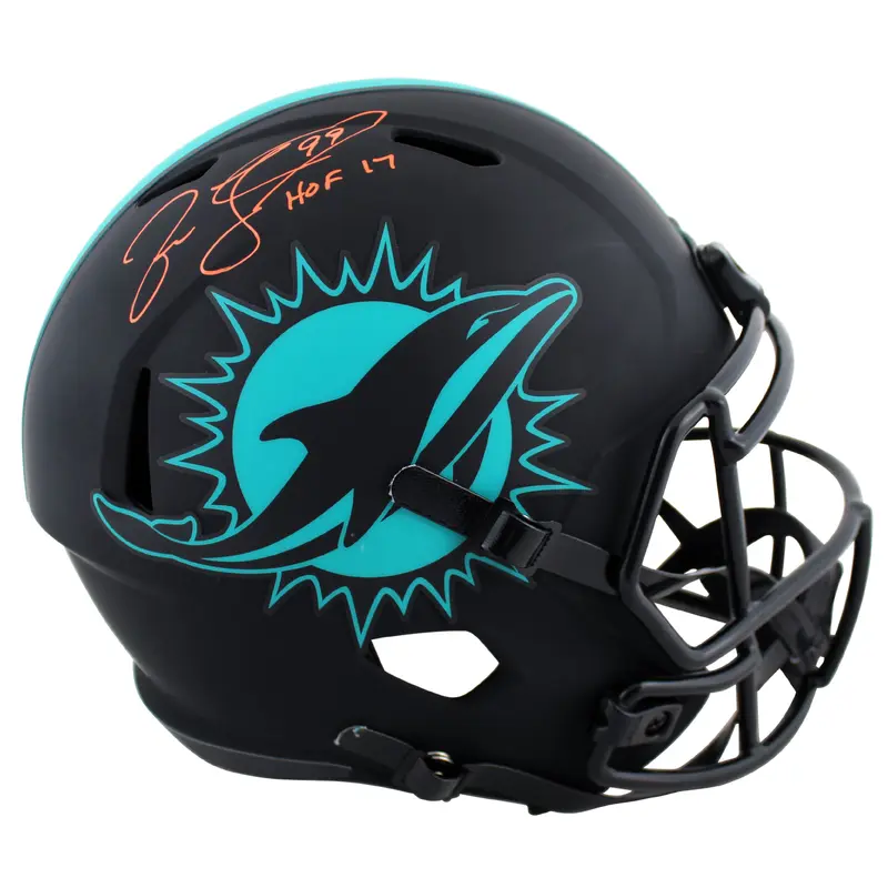 Dolphins Jason Taylor "HOF 17" Signed Eclipse Full Size Speed Rep Helmet BAS Wit