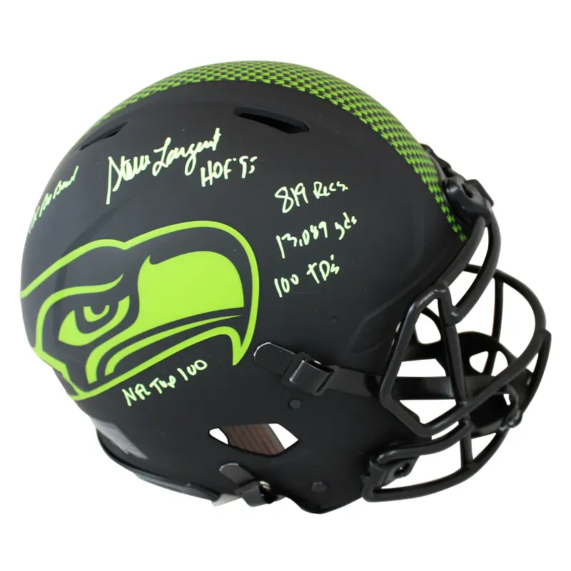 Seahawks Steve Largent "Career Stat" Signed Eclipse F/S Speed Proline Helmet BAS