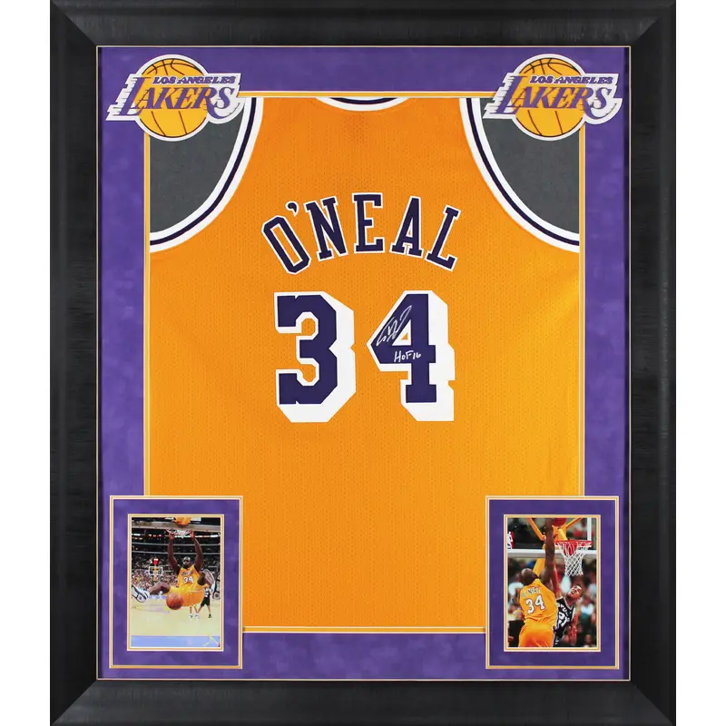 Shaquille O'Neal "HOF" Signed Yellow M&N 1996-97 HWC Authentic Framed Jersey BAS