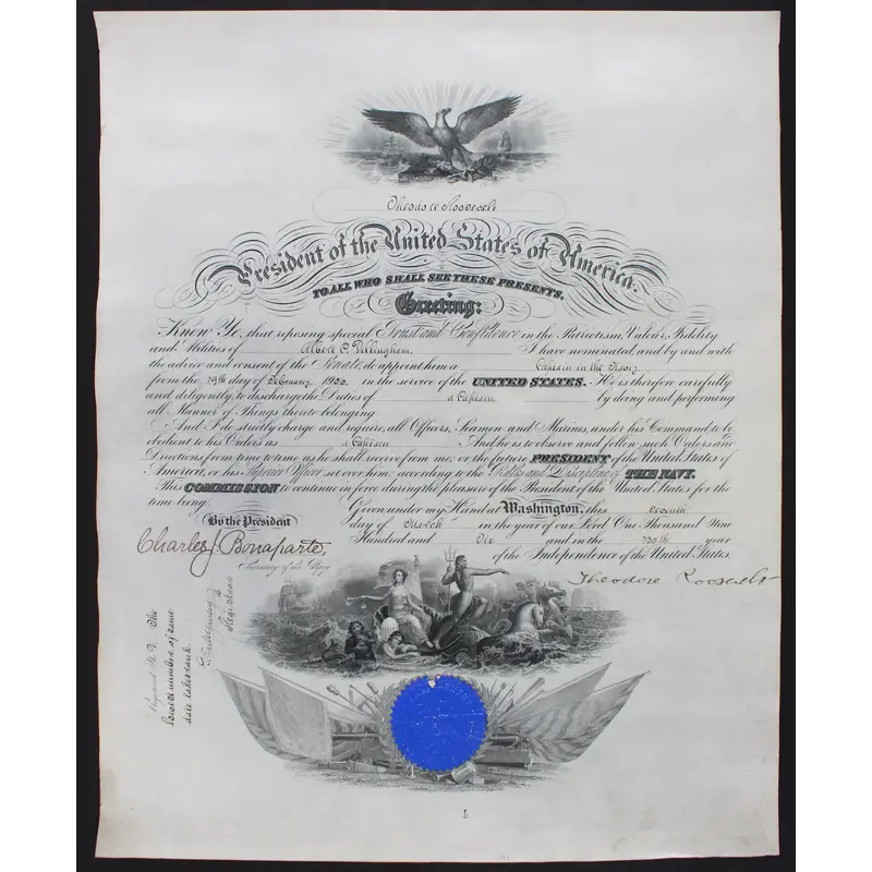 Theodore Roosevelt Signed 15.75x19.5 1906 Military Appointment BAS #AB14012