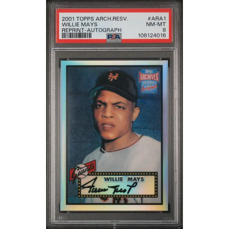 Willie Mays 2001 Topps Archives Reserve Reprint Autograph PSA 8 Nm-Mint